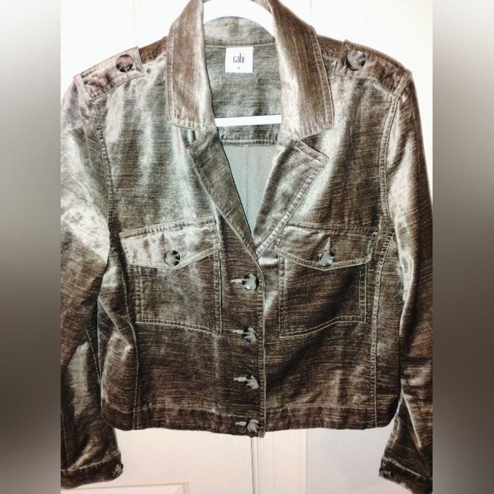 Cabi Velvet Women’s Grey/Taupe  Jean Jacket Doze Medium